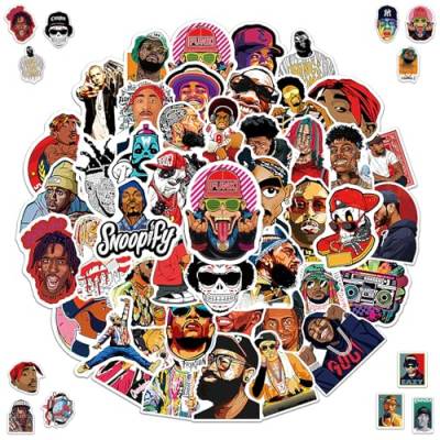 100 Stück Hip Hop Rap Sticker Set, Musik Aufkleber, Sängerin Sticker, Wasserdichte Aesthetic Aufkleber für Autos Laptops Gitarren Skateboards personalisierte coole Graffiti Stickers von Qxwuyazbryl